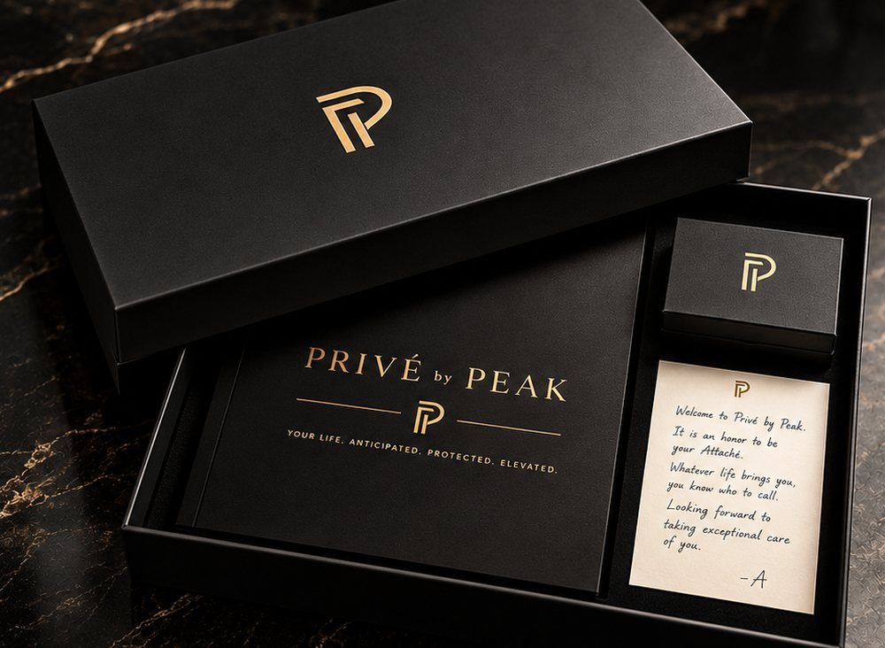 The Privé by Peak welcome box, member book and welcome note